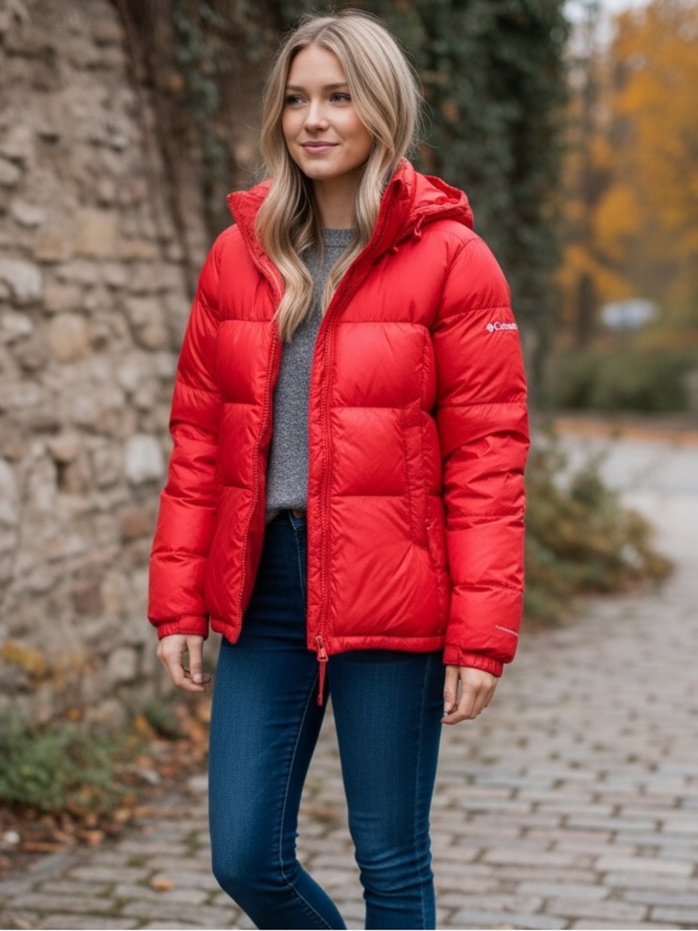 Columbia Red Puffy Hooded Winter Coat